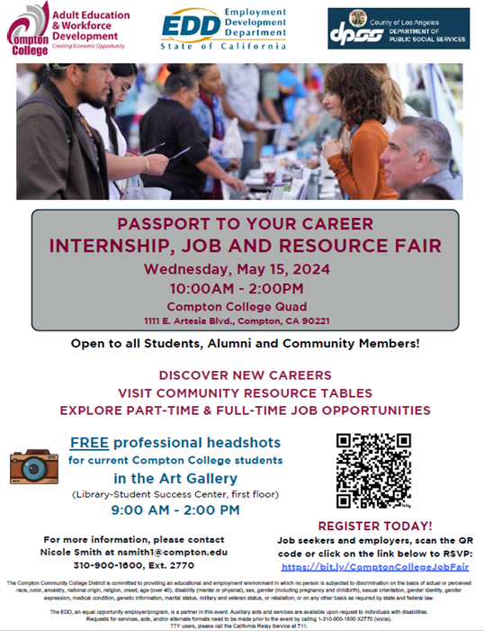 DISCOVER NEW CAREERS AT THE COMPTON COLLEGE RESOURCE AND JOB FAIR