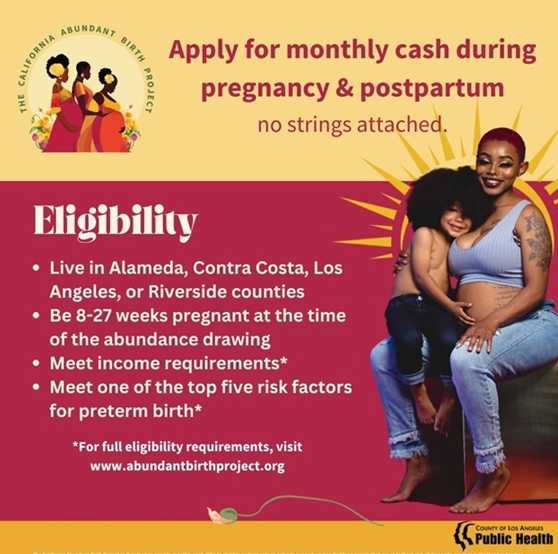 California Abundant Birth Project provides income assistance for expecting mothers