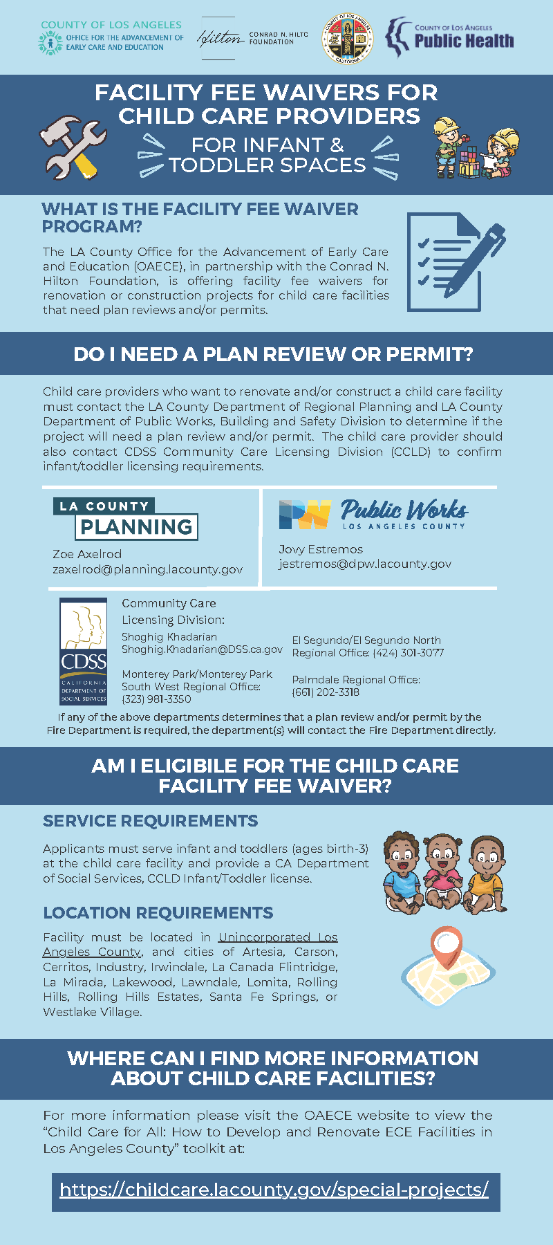 Facility Fee Waivers for Child Care Providers