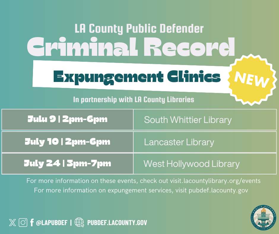 Expungement Clinics list