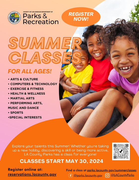 Parks Summer Classes flyer