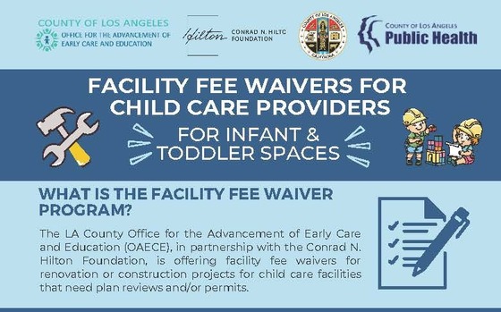 FACILITY FEE WAIVERS FOR CHILD CARE PROVIDERS flyer