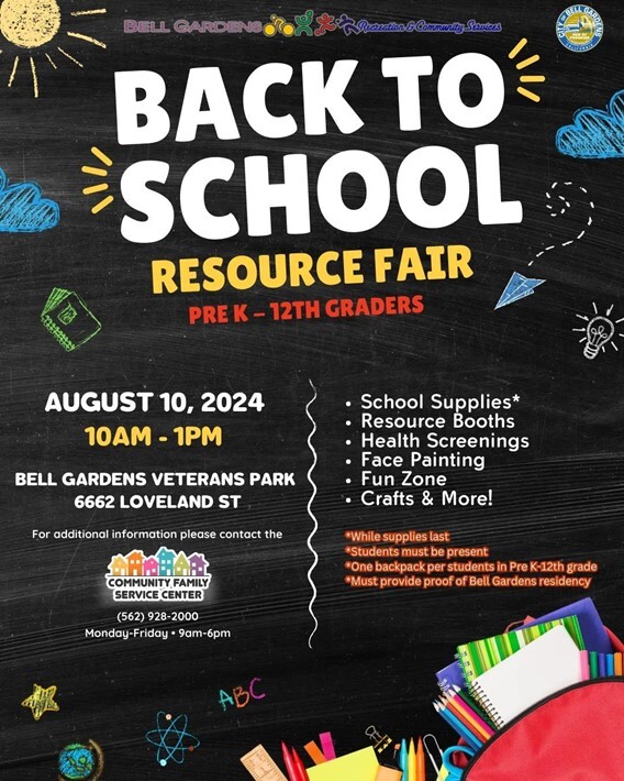ATTEND THE BACK-TO-SCHOOL RESOURCE FAIR IN BELL GARDENS