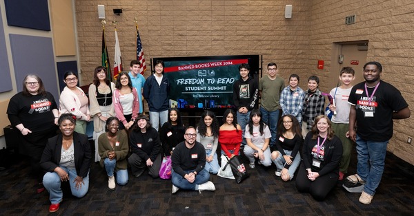 Group photo with teens and LA County Library staff