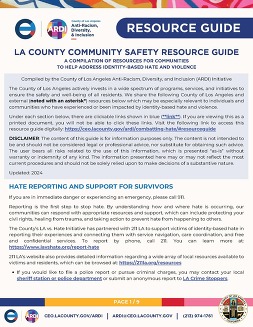 Resources to Prevent Identity-Based Hate and Violence and Increase Safety