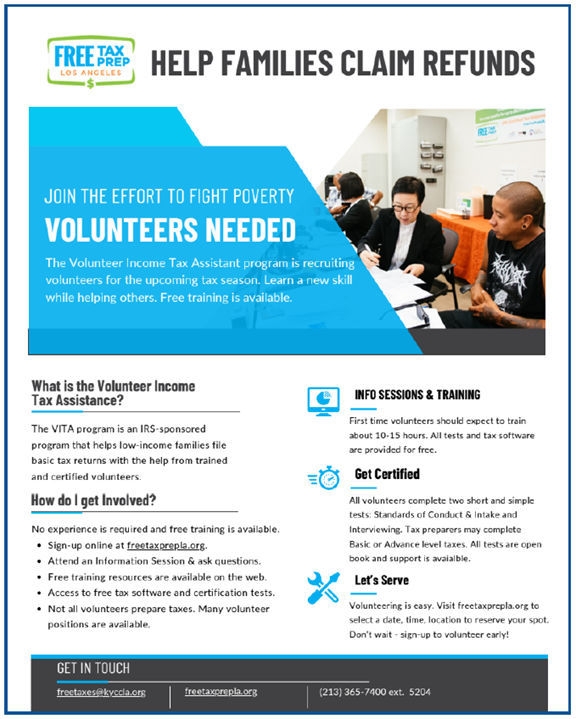VOLUNTEER AND HELP FAMILIES CLAIM THEIR TAX REFUNDS 