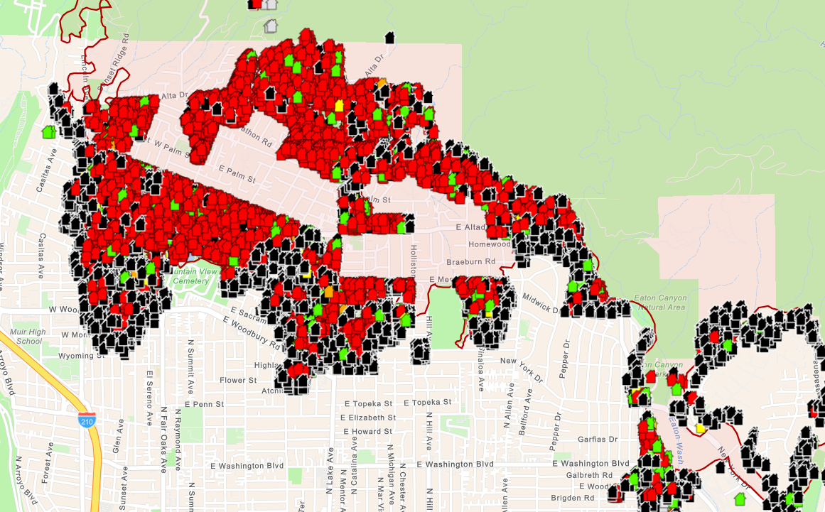 Eaton Fire Damage Map