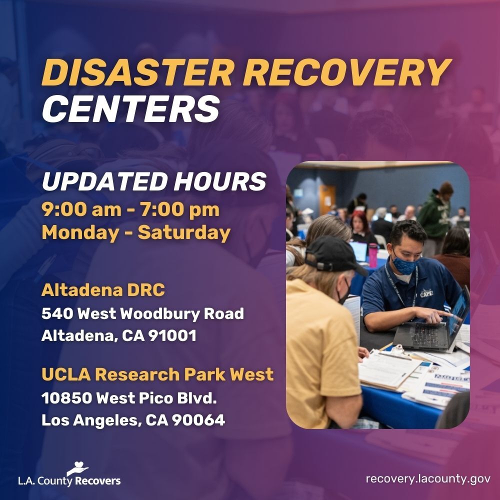Updated Disaster Recovery Center Hours