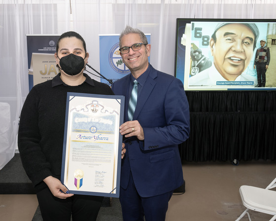 Autumn Ybarra and Commissioner Davidson 48th John Anson Awards