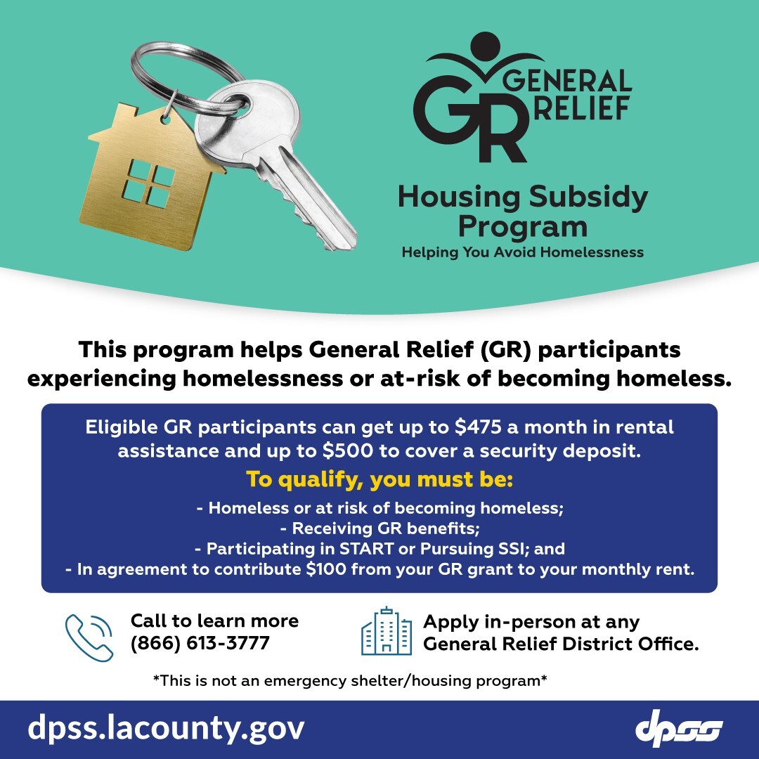 Rental Assistance for General Relief Housing Subsidy Program Participants