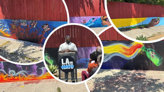 Kenneth Webb at the Healing Fields Mural Reveal in South LA