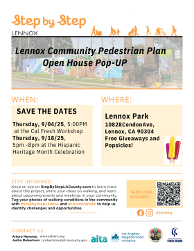 Lennox Community Pedestrian Plan Open House Pop-Up