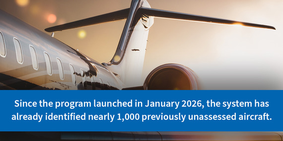 The system has identified nearly 1,000 previously unassessed aircraft.