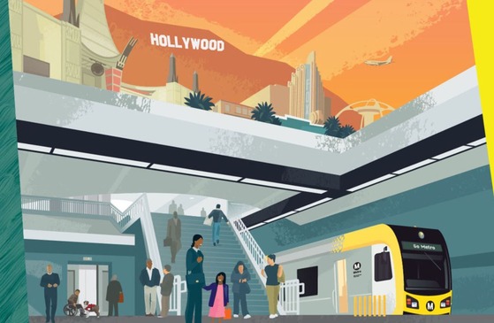a rendering of the new hollywood bowl station for the metrol
