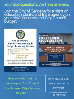 City of Gardena Budget Learning Sessions Flyer