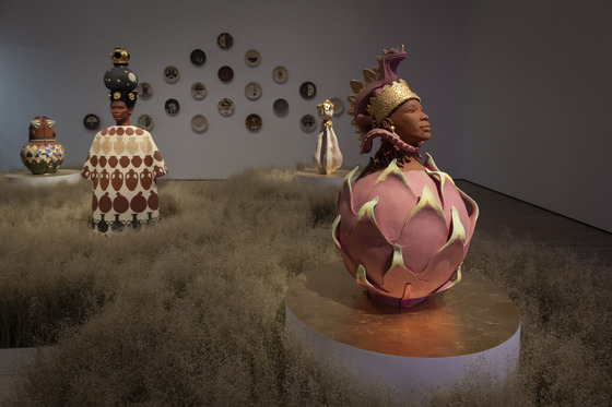 Sculptures displayed for Grounded exhibition at Los Angeles County Museum of Art