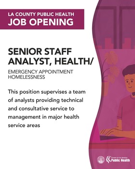 LA County Public Health Department Hiring Senior Staff Analyst