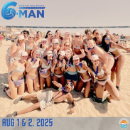 Graphic image of past winners of the 6 Man Women's Open celebrating. 2025 6 Man begins Friday, Aug 1 and ends Saturday Aug 2. 