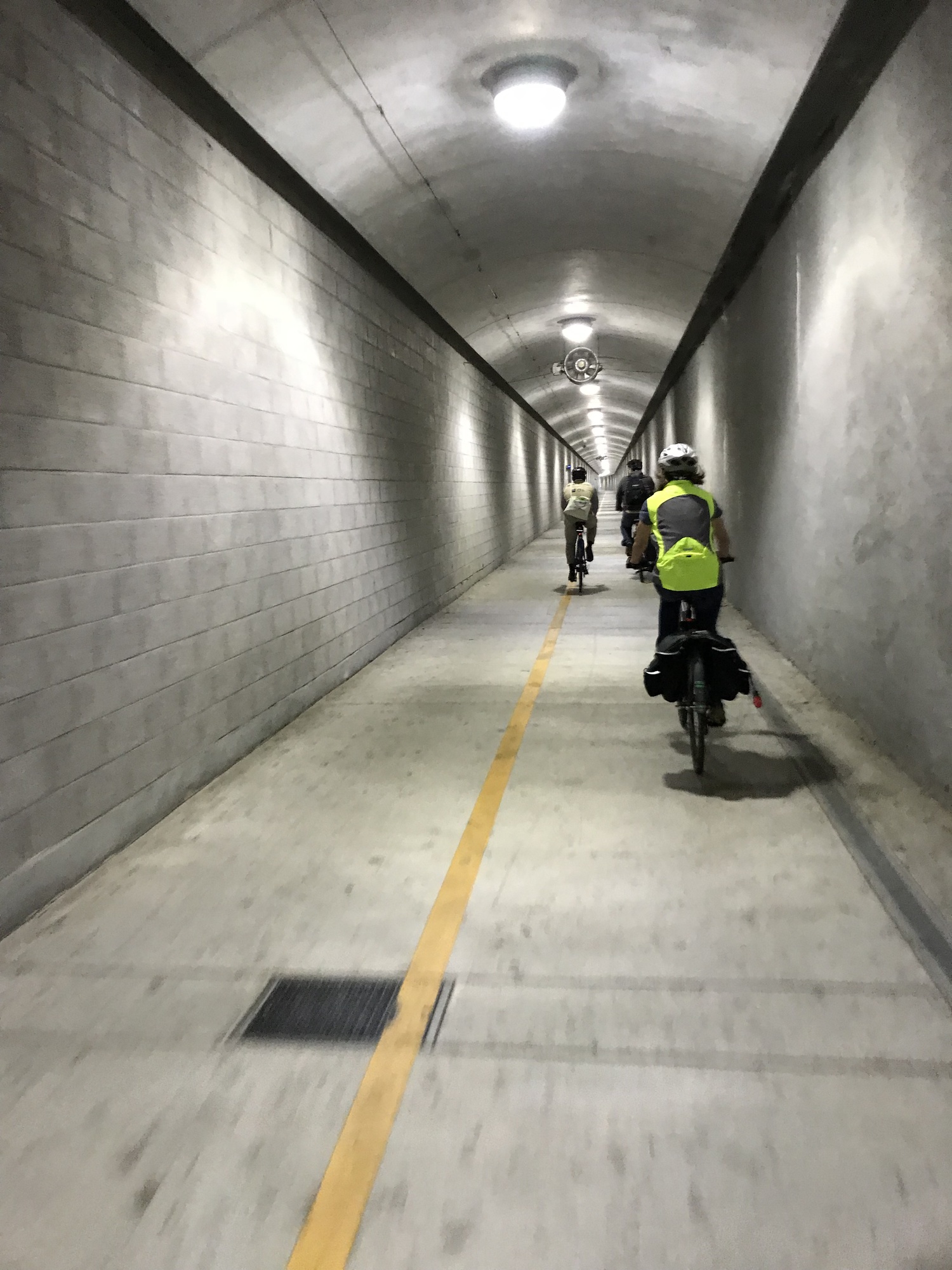 Supervisor Rice riding through the Cal Park Tunnel