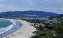 A view of Stinson Beach CA from a high vantage point