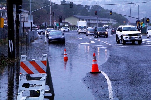 Flooded entrance to Manzanita Park and Ride on Dec 12 2019