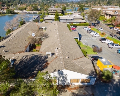 An aerial view of the property at 1251 South Eliseo Drive in Larkspur CA