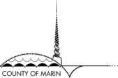 County of Marin logo. Drawing of the Marin Civic Center.