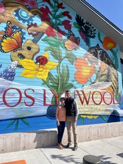 Eric Lucan and Susan Wernick in front of Lynwood School