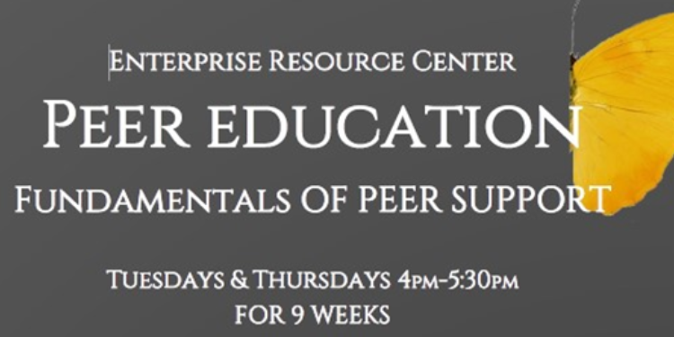 Enterprise Resource Center. Peer Education. Fundamentals of Peer Support. Tuesdays & Thursdays 4-5:30PM for 9 weeks.