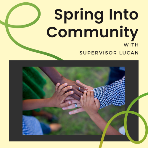 Spring into Community Logo, image of holding hands
