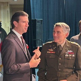 Supervisor Lucan with Army Colonel Luke Donohue