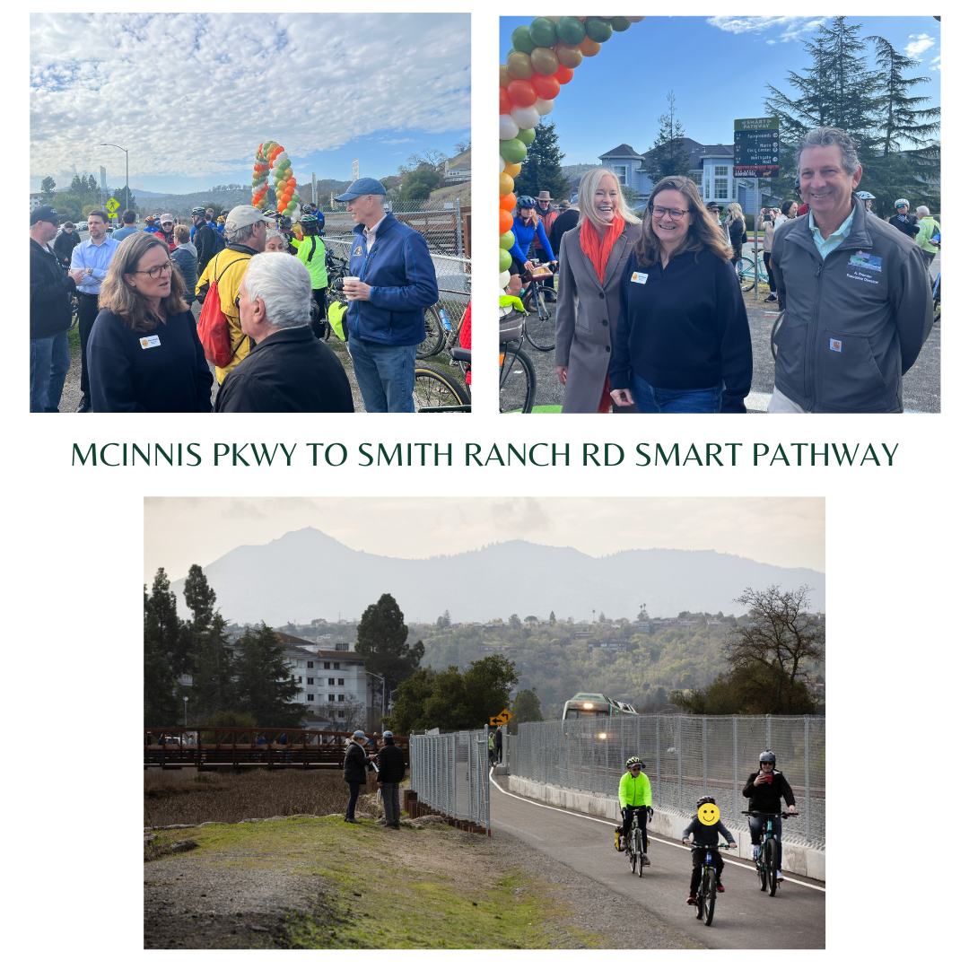 collage of three photos of crowd celebrating pathway opening