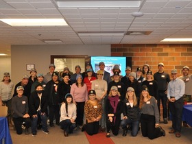 Eric Lucan with a large group of Safe Routes to School volunteers. 