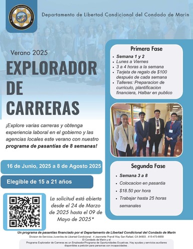 Image of flier for career explorers program in Spanish