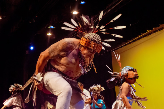 Coastal Miwok native dancers perform in costume
