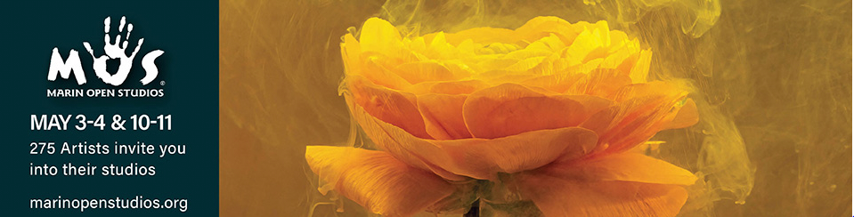 marin open studios banner with orange flyer and open house dates