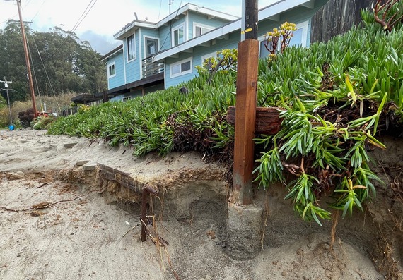 Sand erosion at a home in Stinson Beach