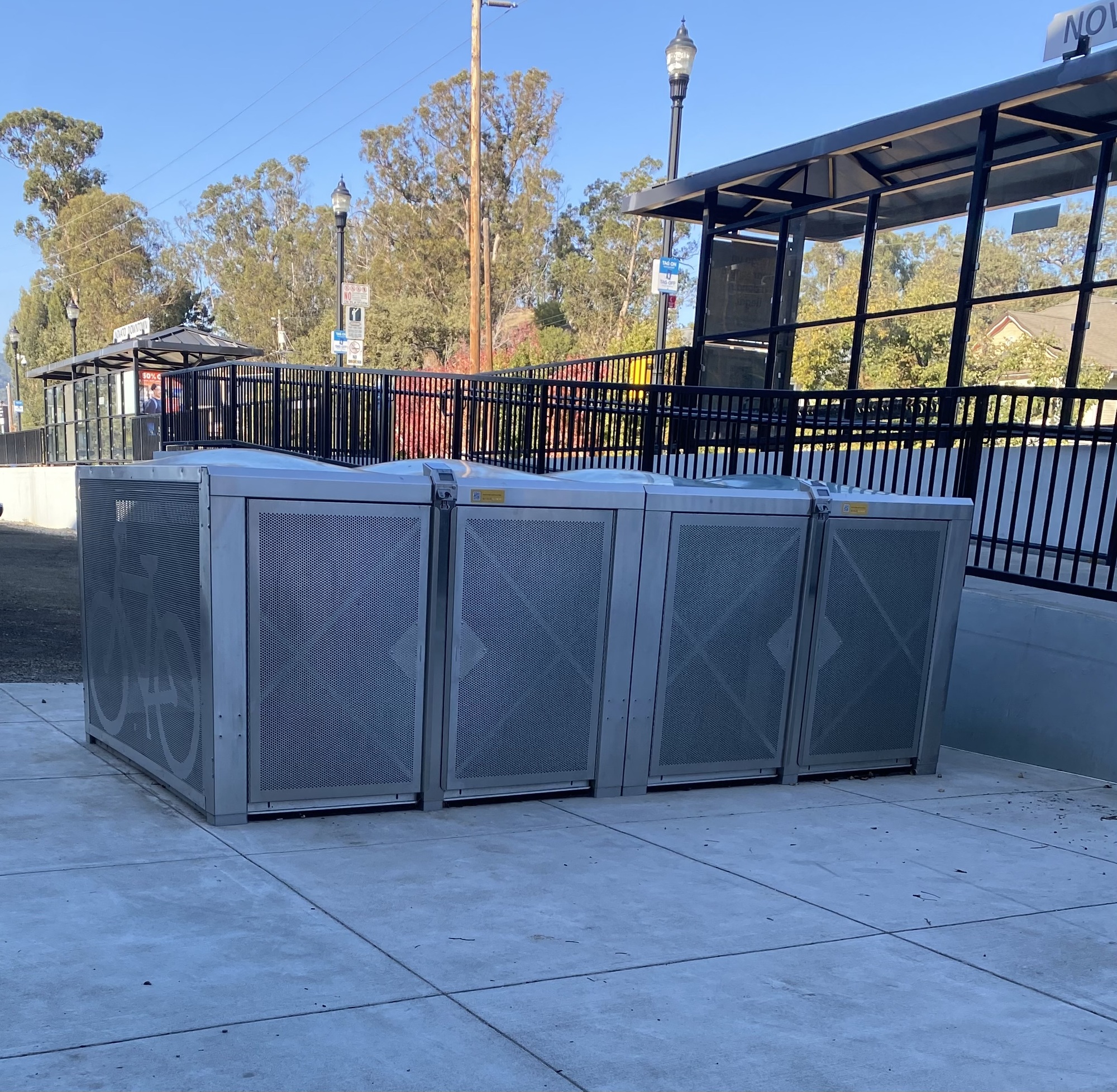 SMART downtown Novato station bike lockers