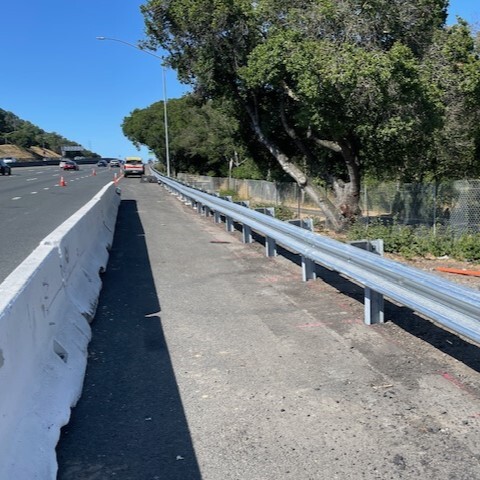 Photo of shoulder of Highway 101 after guardrail installation