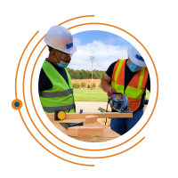 construction workers cutting beam