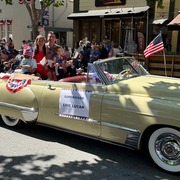 Eric Lucan and his wife and two children in the Novato 4th of July Parade
