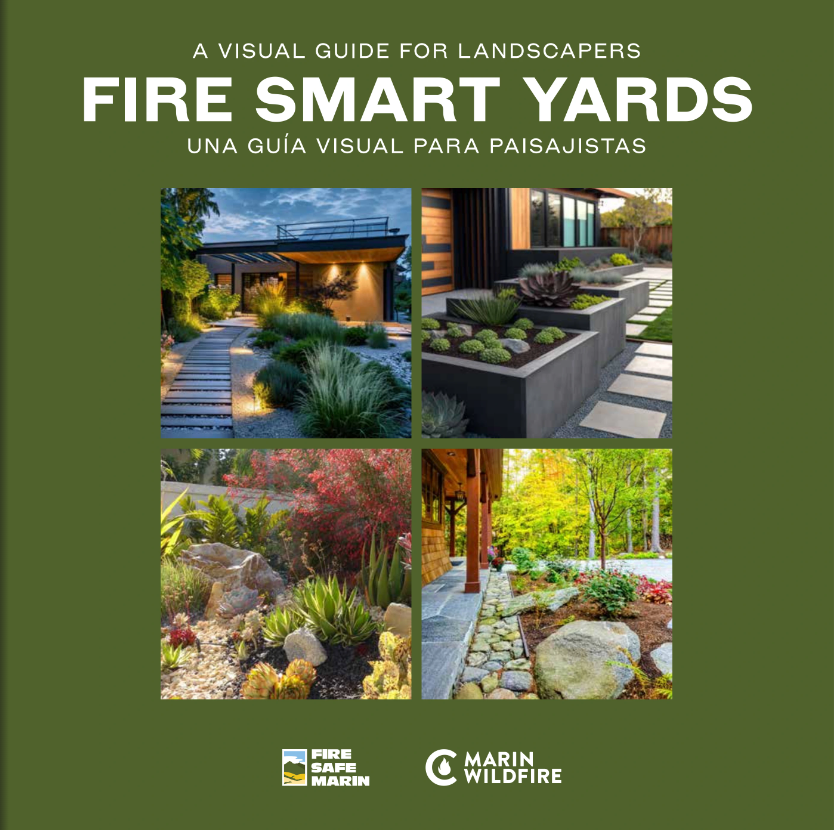 Fire smart landscaping on top of green background