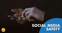 Person’s hands using a smartphone. Text reads: “Social Media Safety – Cybersecurity in Social Media.” County of Marin logo in the bottom left corner.