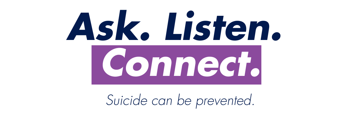 ask. listen. connect. words on banner