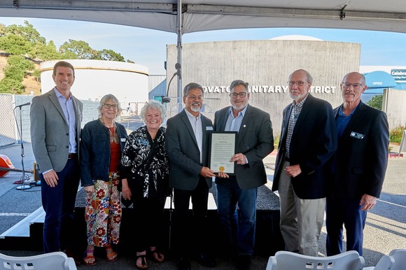 Novato Sanitary District Board member with Supervisors Lucan and Rodoni. 