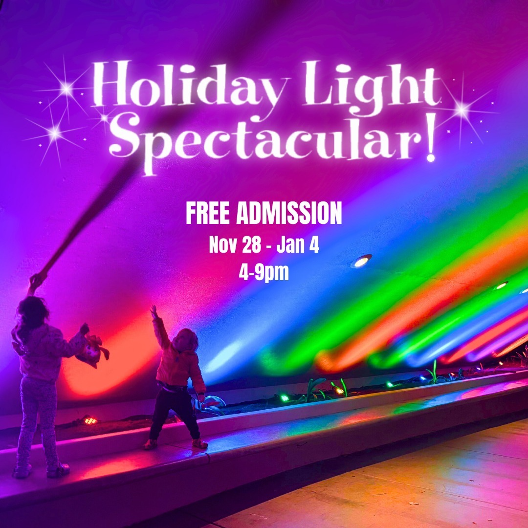 2 Children Looking in Awe at Civic Center Lights