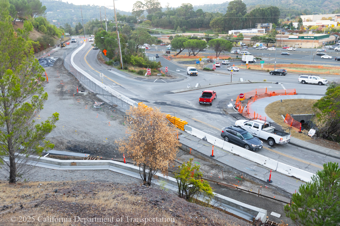 Birds eye view of roundabout construction