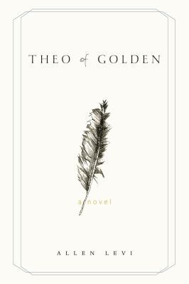 theo of golden book cover of white background with single bird feather in center