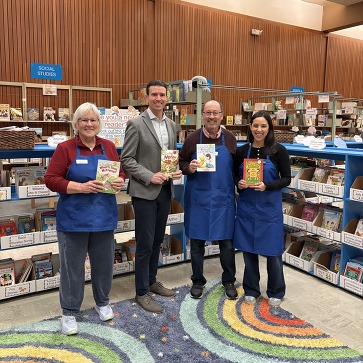 Supervisor Lucan with volunteers at Marin Book Exchange