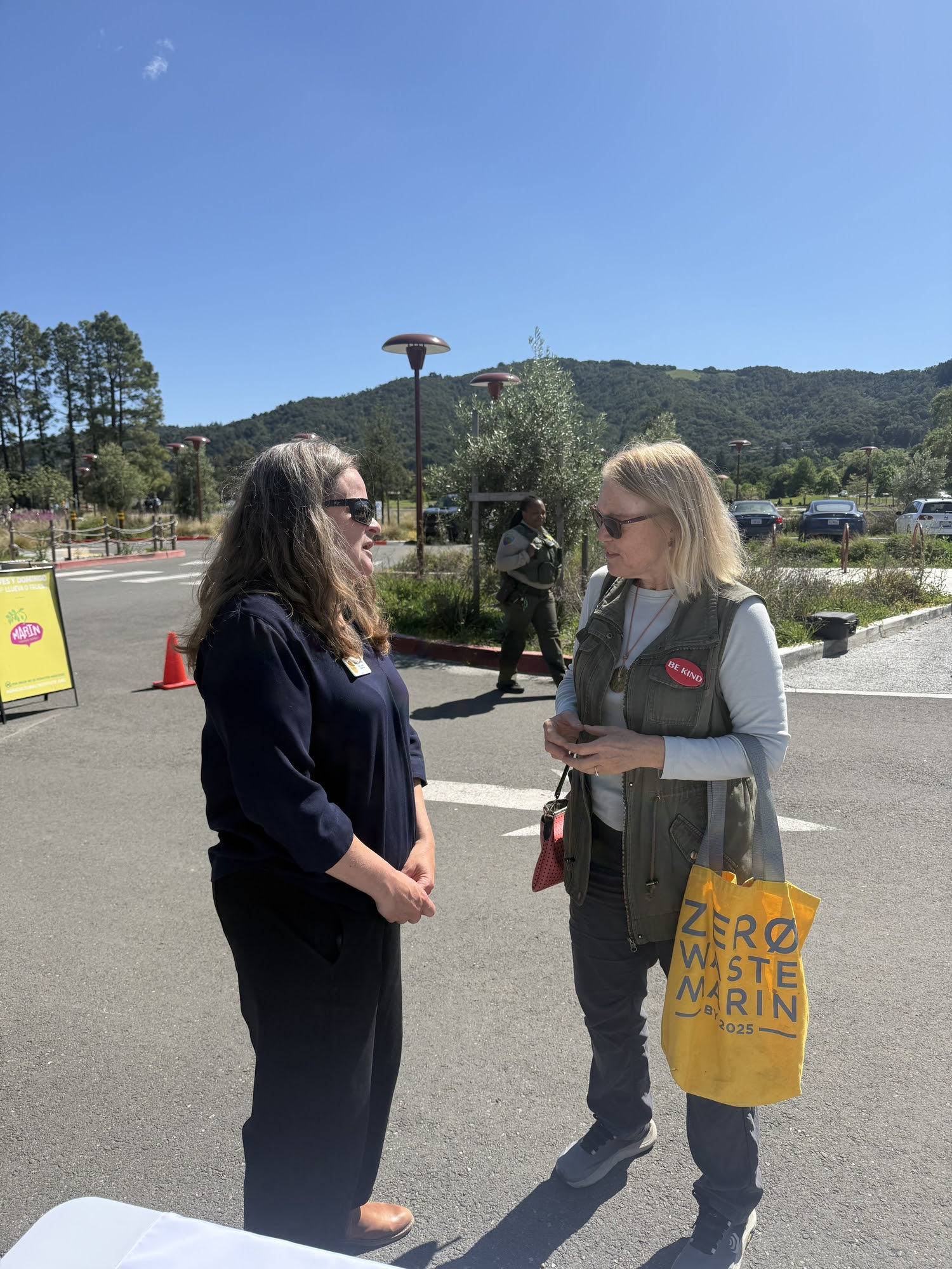Mary with Susan Clark chatting at farmers market